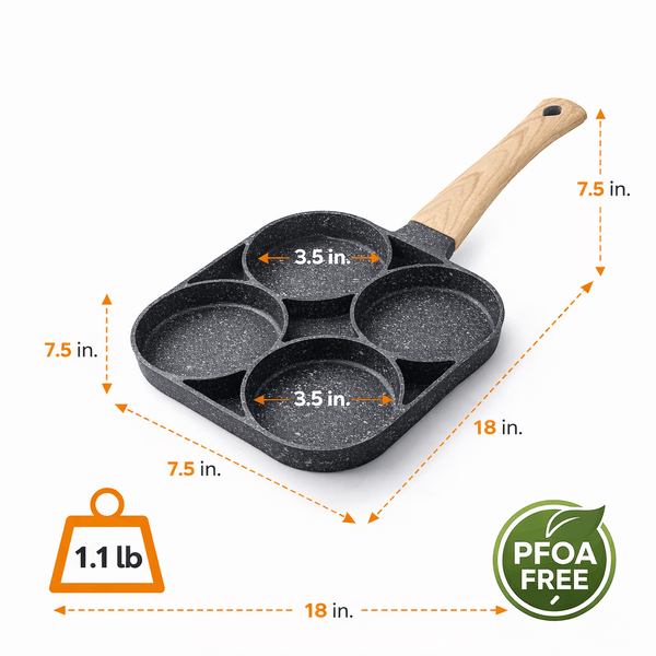 4 - Hole Non - Stick Egg Frying Pan – Multi Section Pancake & Omelette Maker - Wellhomes™