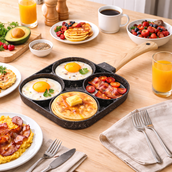 4 - Hole Non - Stick Egg Frying Pan – Multi Section Pancake & Omelette Maker - Wellhomes™