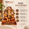 WellHomes™ Premium Lord Ganesha Idol | Antique Finish Ganesh Statue for Home, Office & Puja Décor