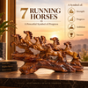WellHomes™ 7 Running Horses Statue for Home Decor – 15Inches Premium Brown Decorative Horse Showpiece for Living Room, Office & Entrance