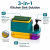 WellHomes™ Kitchen Sink Soap Dispenser with Sponge Holder | 3-in-1 Dish Soap & Liquid Dispenser