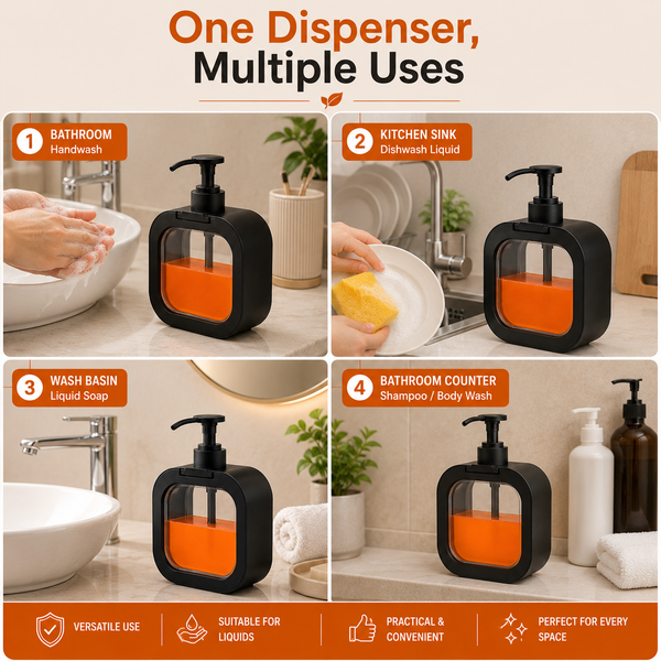 Black Automatic Liquid Soap Dispenser | Refillable Handwash Dispenser