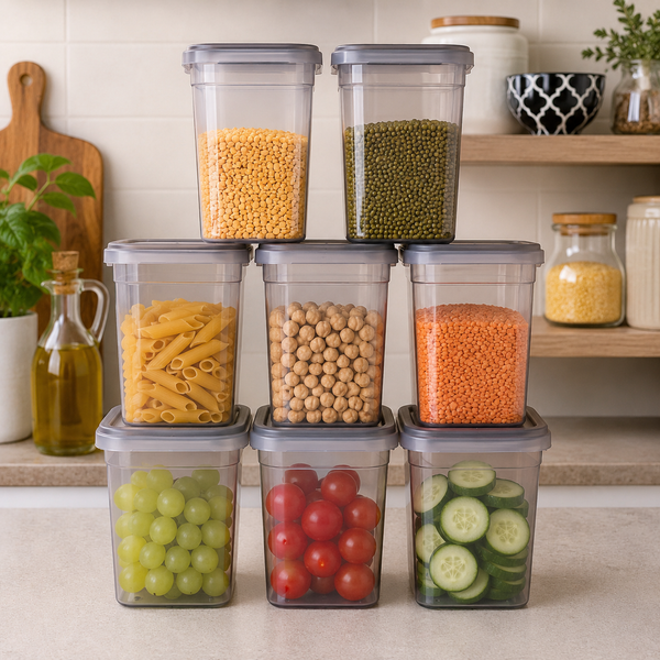 WellHomes™ BPA Free Fridge Storage Containers Set of 6 | Stackable Refrigerator Organizer Boxes with Lids for Fruits, Vegetables, Snacks & Pantry Storage