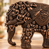 WellHomes™Brwon Human Elephant Sculpture – Intricately Carved Decorative Showpiece for Home Décor