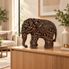 WellHomes™Brwon Human Elephant Sculpture – Intricately Carved Decorative Showpiece for Home Décor