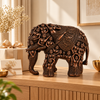 WellHomes™Brwon Human Elephant Sculpture – Intricately Carved Decorative Showpiece for Home Décor