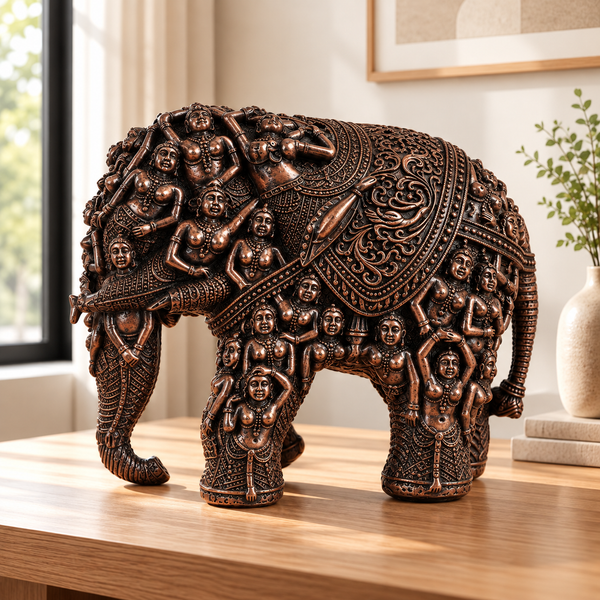WellHomes™Golden Human Elephant Sculpture – Intricately Carved Decorative Showpiece for Home Décor (Copy)
