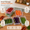 Wellhomes™ Fridge Organizer Storage Boxes Set of 6 (2000 ml Each) with Drain Plate | BPA-Free Stackable Refrigerator Containers for Fruits, Vegetables & Kitchen Storage