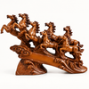 WellHomes™ 7 Running Horses Statue for Home Decor – 19 Inches Premium Brown Decorative Horse Showpiece for Living Room, Office & Entrance