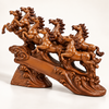 WellHomes™ 7 Running Horses Statue for Home Decor – 19 Inches Premium Brown Decorative Horse Showpiece for Living Room, Office & Entrance