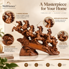 WellHomes™ 7 Running Horses Statue for Home Decor – 19 Inches Premium Brown Decorative Horse Showpiece for Living Room, Office & Entrance