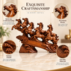 WellHomes™ 7 Running Horses Statue for Home Decor – 19 Inches Premium Brown Decorative Horse Showpiece for Living Room, Office & Entrance
