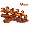 WellHomes™ 7 Running Horses Statue for Home Decor – 9Inches Premium Brown Decorative Horse Showpiece for Living Room, Office & Entrance