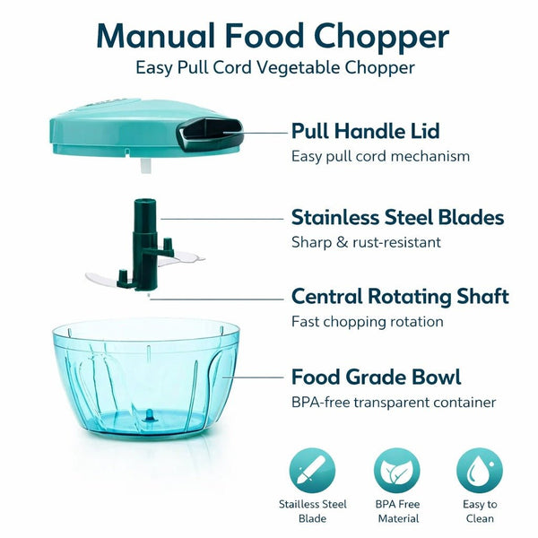 Manual Pull Food Chopper – Multi - Purpose Vegetable & Garlic Cutter - Wellhomes™