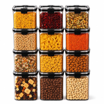 WellHomes Airtight Food Storage Containers Set of 12 | 12pcs ×700ml | Transparent Kitchen Storage & Pantry Organizer.