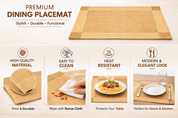 Premium Dining Table Mat (Buy 1 Get 1 Free) – Heat Resistant, Waterproof & Easy Clean Table Mat - Wellhomes™