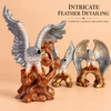 Eagle Statue Set of 3 for Home Décor | Premium Decorative Eagle Sculptures | Silver & Gold Finish