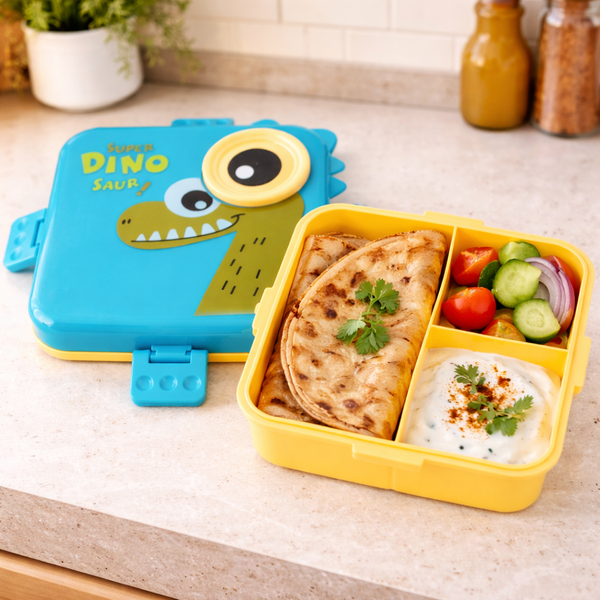 Super Dino Cartoon Lunch Box | Kids Food Storage Box with Secure Lock - Wellhomes™