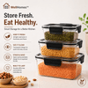 Wellhomes™ - Air - Tight Kitchen Storage Containers | Transparent BPA - Free Plastic Boxes with Black Lids |Stackable and Reusable Food Organizer for Grains, Snacks, Pulses, Spices. - Wellhomes™