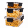 Wellhomes™ - Air - Tight Kitchen Storage Containers | Transparent BPA - Free Plastic Boxes with Black Lids |Stackable and Reusable Food Organizer for Grains, Snacks, Pulses, Spices. - Wellhomes™