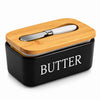 Wellhomes™ Ceramic Airtight Butter Storage with Bamboo Lid & Butter Knife | Kitchen Butter Keeper. - Wellhomes™
