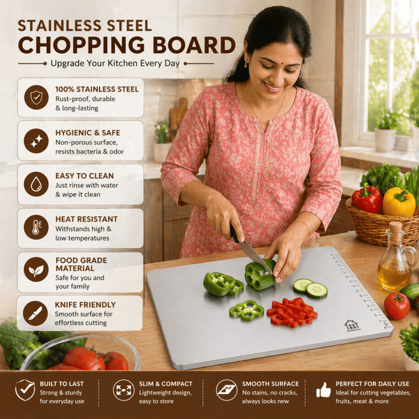 Wellhomes™ Stainless Steel (35×31 )cm Chopping Board - Wellhomes™