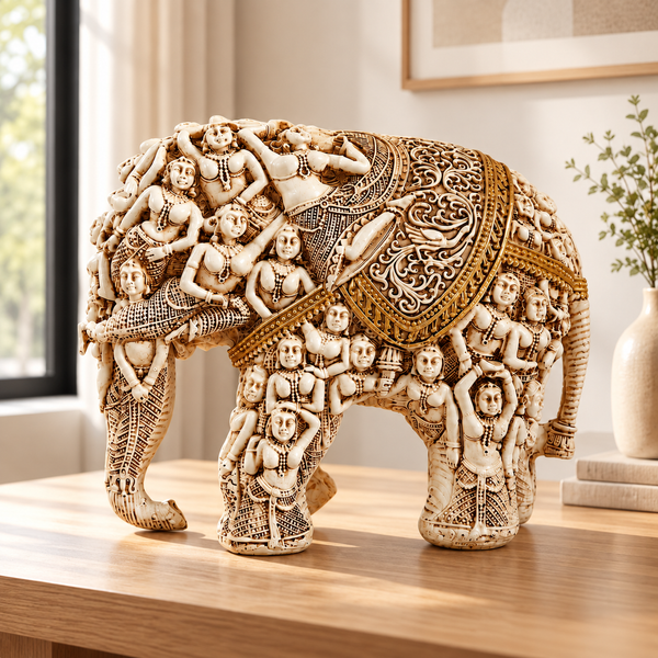 WellHomes™Golden Human Elephant Sculpture – Intricately Carved Decorative Showpiece for Home Décor (Copy)