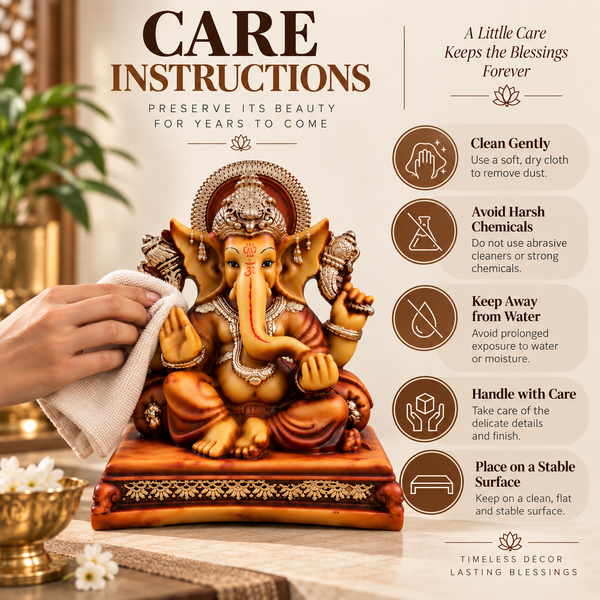 WellHomes™ Premium Lord Ganesha Idol | Antique Finish Ganesh Statue for Home, Office & Puja Décor
