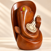 WellHomes™ Wooden Veena Ganesha Statue – Premium Brown Ganesh Idol for Home Décor, Pooja Room & Gifting