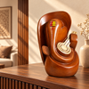 WellHomes™ Wooden Veena Ganesha Statue – Premium Brown Ganesh Idol for Home Décor, Pooja Room & Gifting