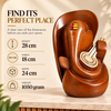 WellHomes™ Wooden Veena Ganesha Statue – Premium Brown Ganesh Idol for Home Décor, Pooja Room & Gifting