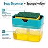WellHomes 2-in-1 Dish Soap Dispenser with Sponge Holder | Kitchen Sink Organizer|300ml