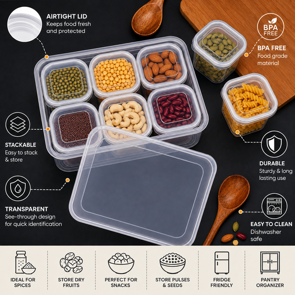 7-in-1 Airtight Food Storage Containers | BPA-Free Kitchen Pantry Organizer Set