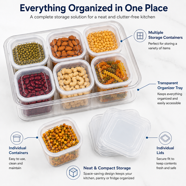 7-in-1 Airtight Food Storage Containers | BPA-Free Kitchen Pantry Organizer Set