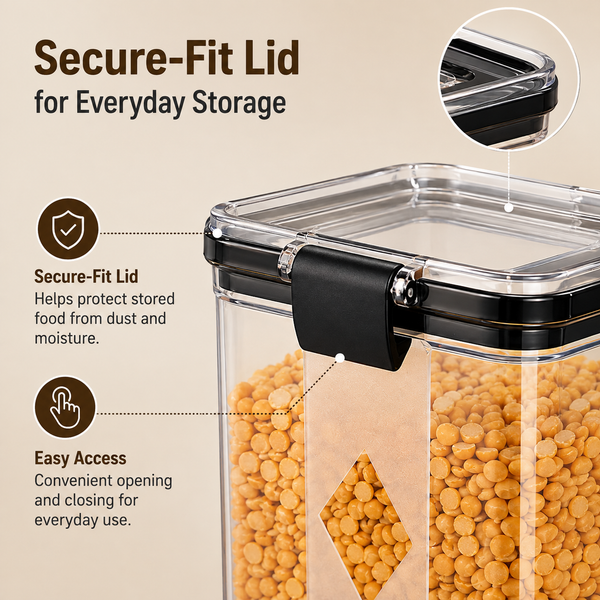 WellHomes Airtight Food Storage Containers Set of 4 | 4pcs ×1100ml | Transparent Kitchen Storage & Pantry Organizer.