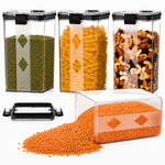 WellHomes Airtight Food Storage Containers Set of 4 | 4pcs ×1100ml | Transparent Kitchen Storage & Pantry Organizer.