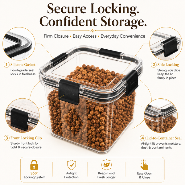 WellHomes Airtight Storage Containers Set of 8 | 4×700ml + 4×1100ml | Transparent Kitchen Pantry Containers