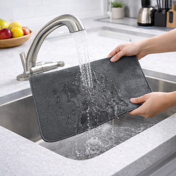 Dish Drying Mat (1 Buy Get 1 Free) – Super Absorbent Kitchen Counter Dry Mat