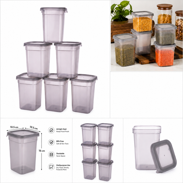 WellHomes™ BPA Free Fridge Storage Containers Set of 6 | Stackable Refrigerator Organizer Boxes with Lids for Fruits, Vegetables, Snacks & Pantry Storage