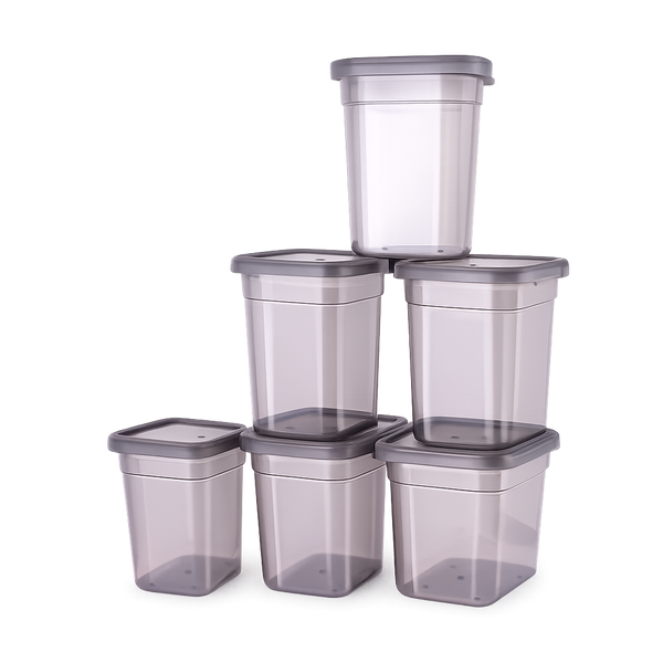 WellHomes™ BPA Free Fridge Storage Containers Set of 6 | Stackable Refrigerator Organizer Boxes with Lids for Fruits, Vegetables, Snacks & Pantry Storage