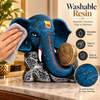 WellHomes Blue Ganesha Elephant Drum Showpiece | Premium Resin Decorative Statue for Home & Office Décor