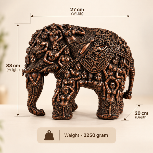 WellHomes™Brwon Human Elephant Sculpture – Intricately Carved Decorative Showpiece for Home Décor