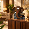 Dholak Antique Brown Ganesha Elephant Sculpture | Premium Luxury Home Décor Statue