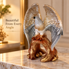 Eagle Statue for Home Décor | Decorative Bird Sculpture with Textured Silver Wings & Antique Gold Tree Branch Base