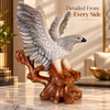 Eagle Statue for Home Décor – Spread Wings Bird Sculpture with Tree Branch, Silver & Bronze Finish Decorative Showpiece