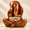 WellHomes™ Wooden Lord Ganesha with Dholak Statue – Premium Brown Ganesh Idol for Home Décor, Pooja Room & Gifting