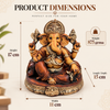 WellHomes™ Antique Brown Ganesha Idol for Home Decor | 17 cm Ganesh Murti Statue with Gold Detailing