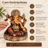 WellHomes™ Antique Brown Ganesha Idol for Home Decor | 17 cm Ganesh Murti Statue with Gold Detailing