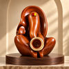 WellHomes™ Wooden Lord Ganesha with Sehanai Statue – Premium Brown Ganesh Idol for Home Décor & Gifting