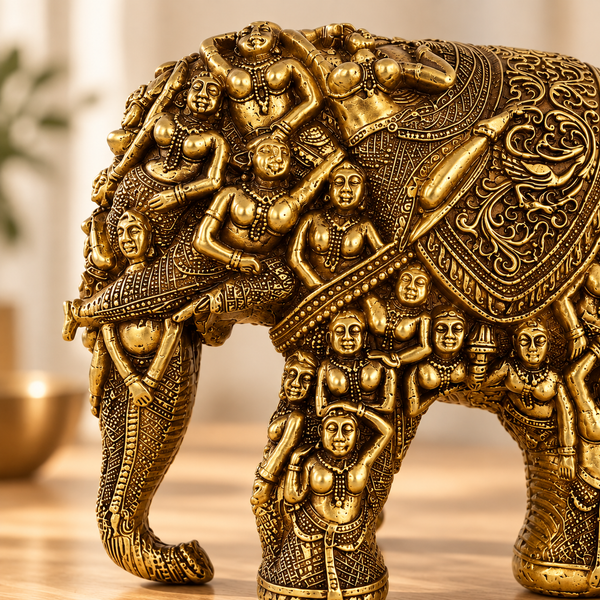 WellHomes™Golden Human Elephant Sculpture – Intricately Carved Decorative Showpiece for Home Décor (Copy)